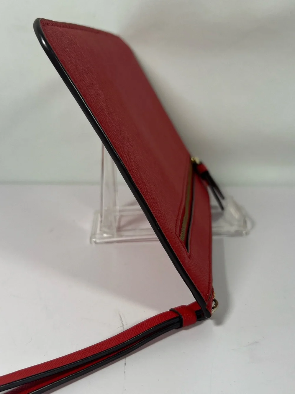 Kate Spade New York Red Saffiano Leather Zip Wristlet Clutch